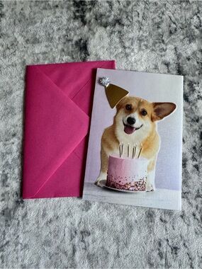 American Greetings Corgi Birthday Card with Pink Envelope